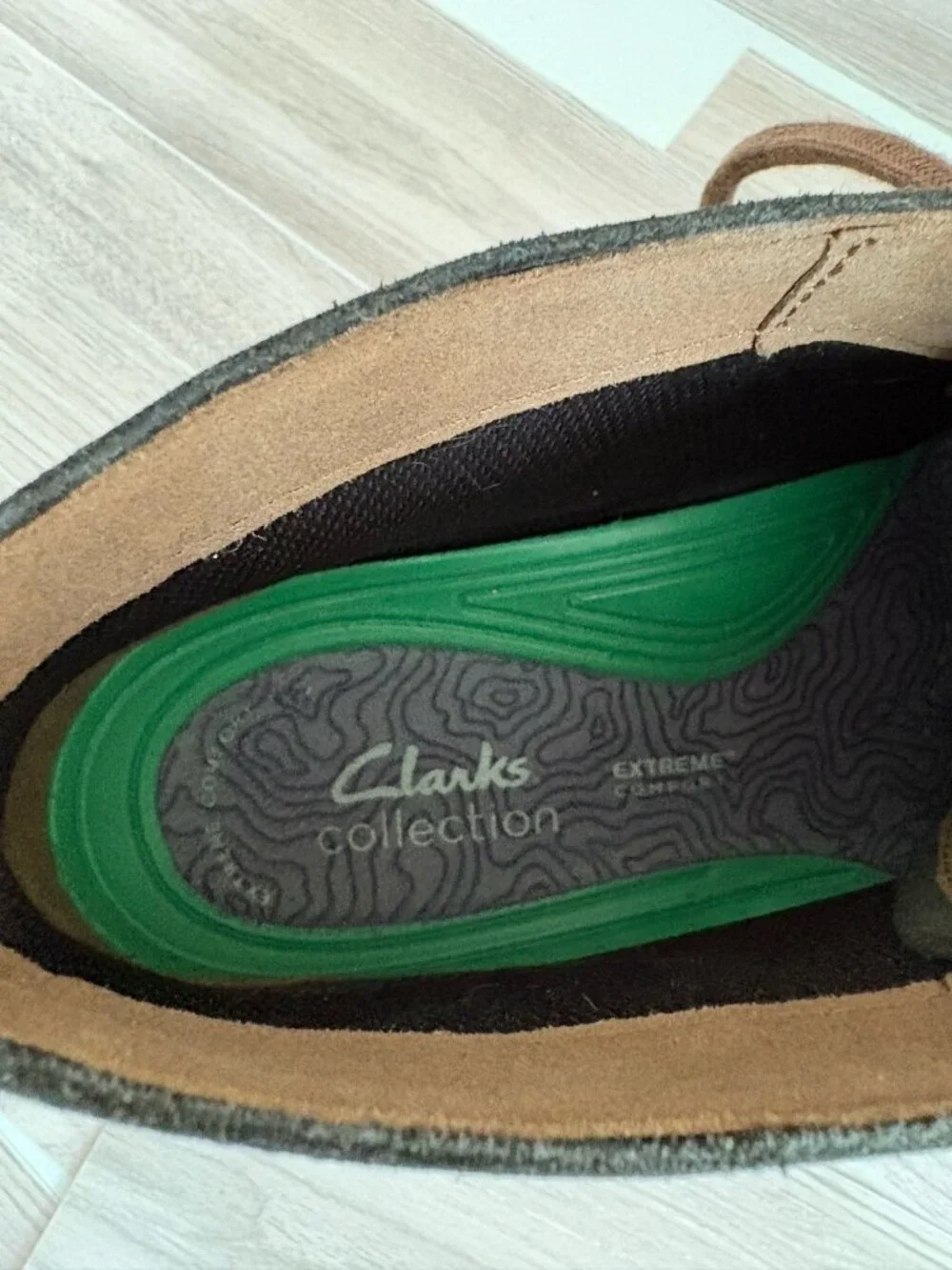 Clarks Olive Green Hodson Suede Leather Trim Lace Mid Ankle Boots